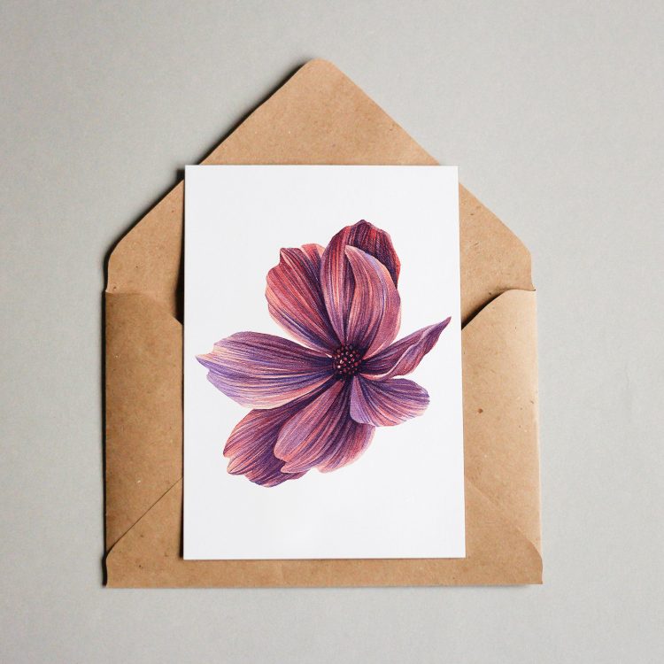 Postkarte - Watercolor Blume Magnolie Rote Magnolie – Bild 1
