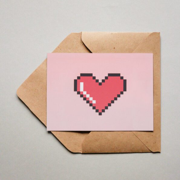 Fette Designkarte "pixel heart"