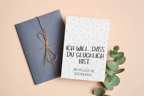 Postkarte - Glücklich und nackt