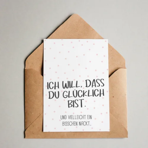 Postkarte - Glücklich und nackt