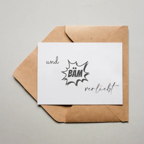Postkarte - Und BÄM verliebt