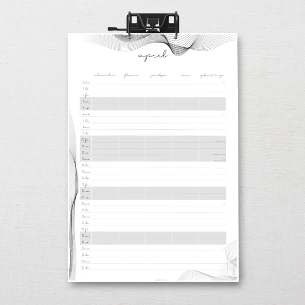 DIN-A3 SnapLine Familienkalender "mono"