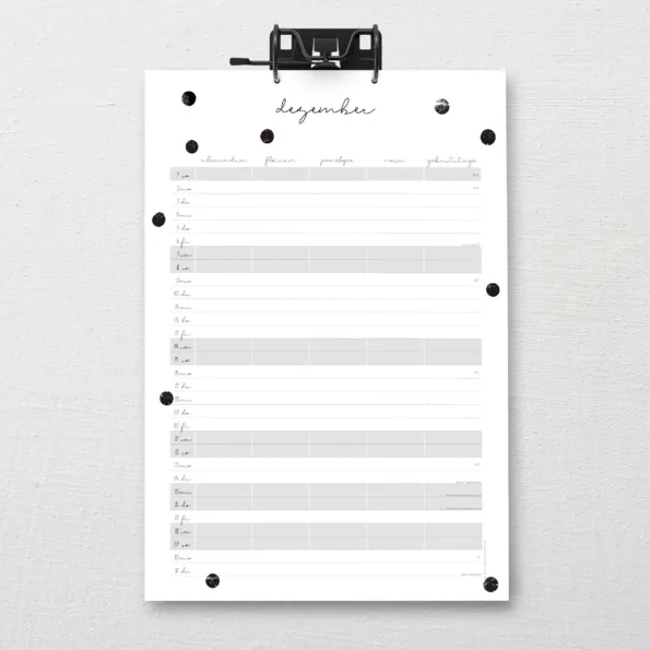 DIN-A3 SnapLine Familienkalender "mono"