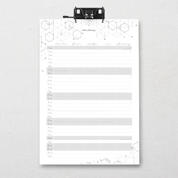 DIN-A3 SnapLine Familienkalender "mono"